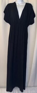 J.Crew Black Modal Maxi Dress Small Empire Waist V Neck